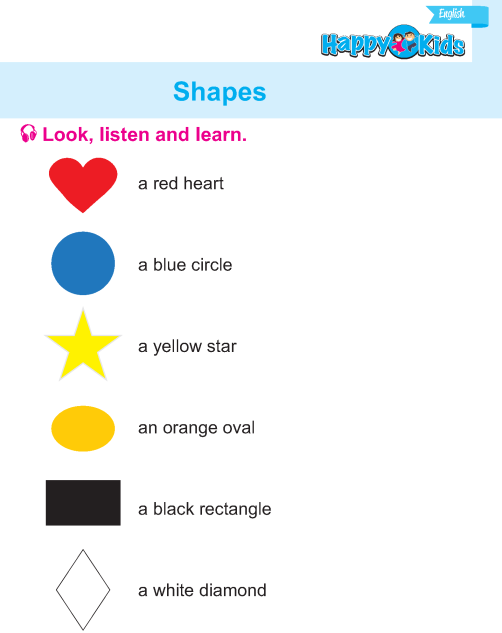 Kindergarten English Shapes, Trace, Match and Write
