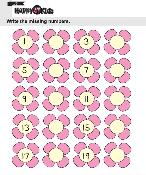Kindergarten Maths Write The Missing Numbers