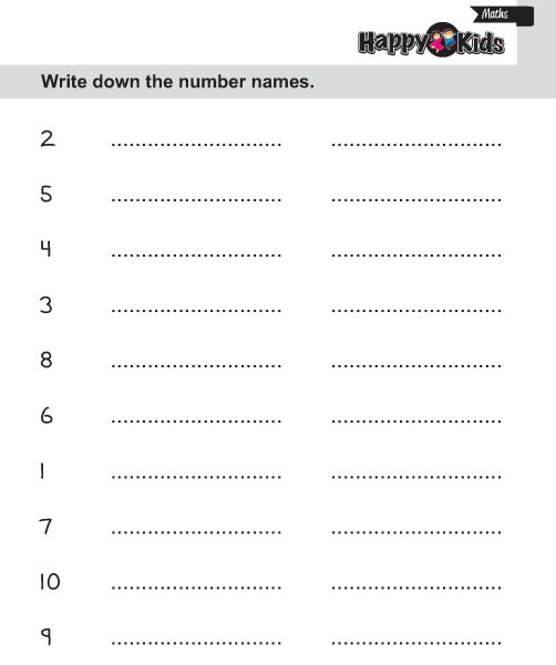 Kindergarten Maths Write Number Name