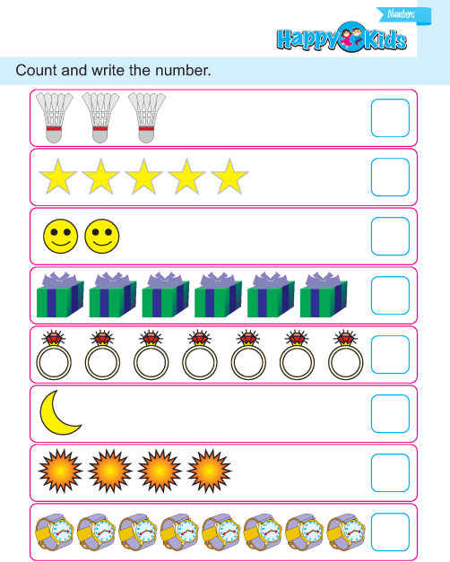 Preschool Number Count and Write Exercise