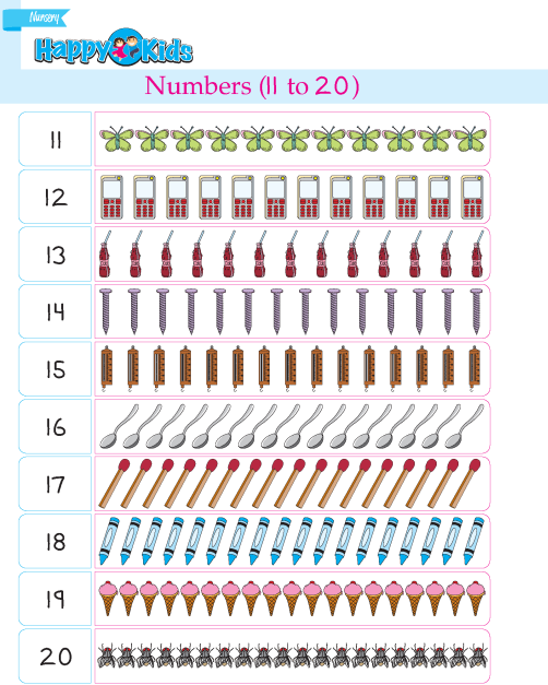Preschool Number Read Write and Learn 11 to 20