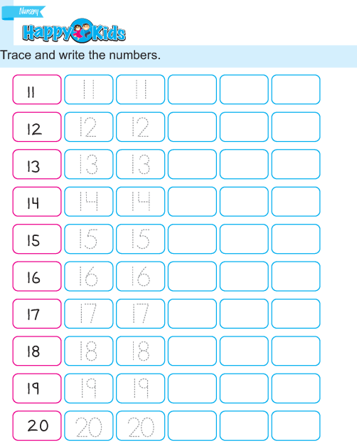 Preschool Number Trace and Write Exercise