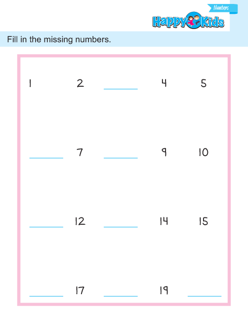 Preschool Number Fill The missing Number