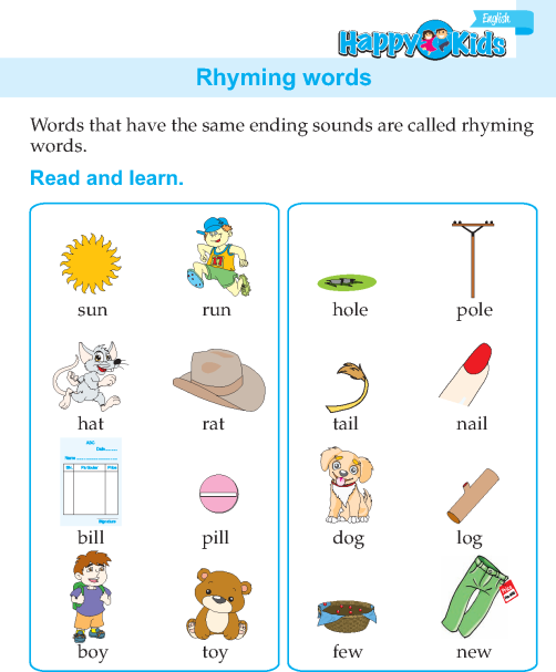 Kindergarten English Rhyming Words