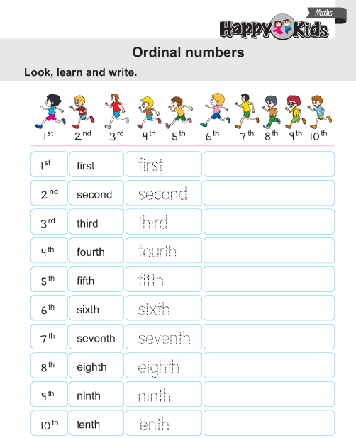 Kindergarten Maths Ordinal Numbers