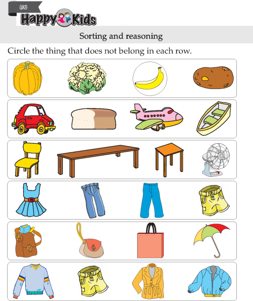 Kindergarten Skill Sorting And Reasoning